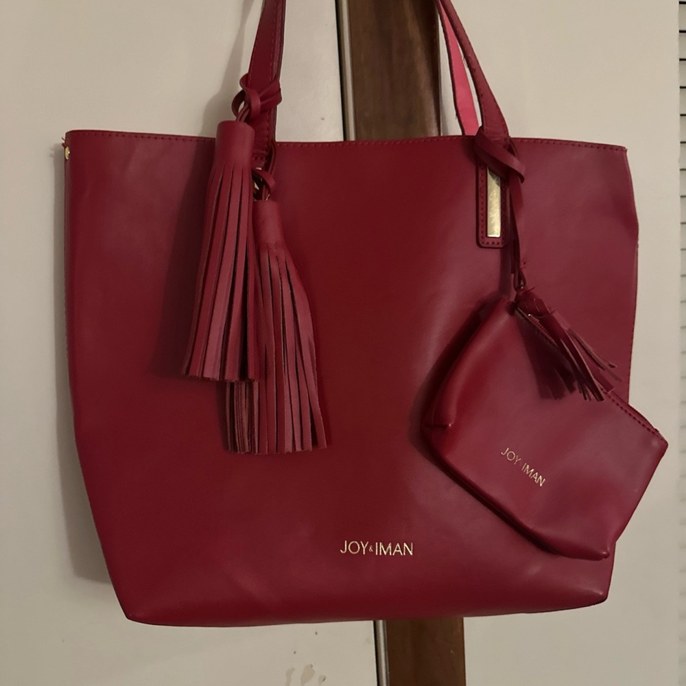 Joy & Iman Bold Red Clutch with Tassel